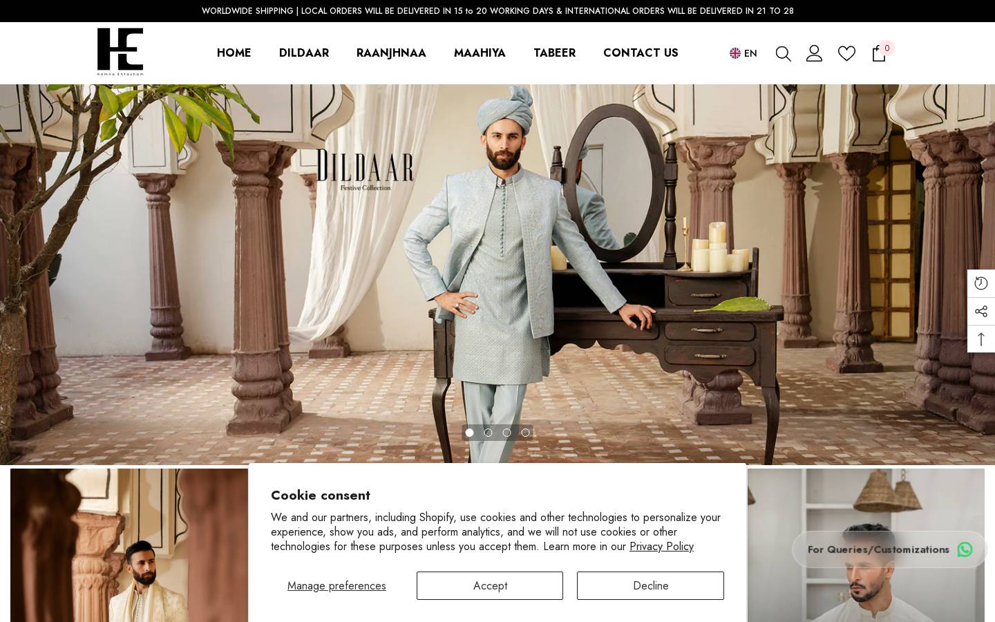hesuits.com homepage screenshot