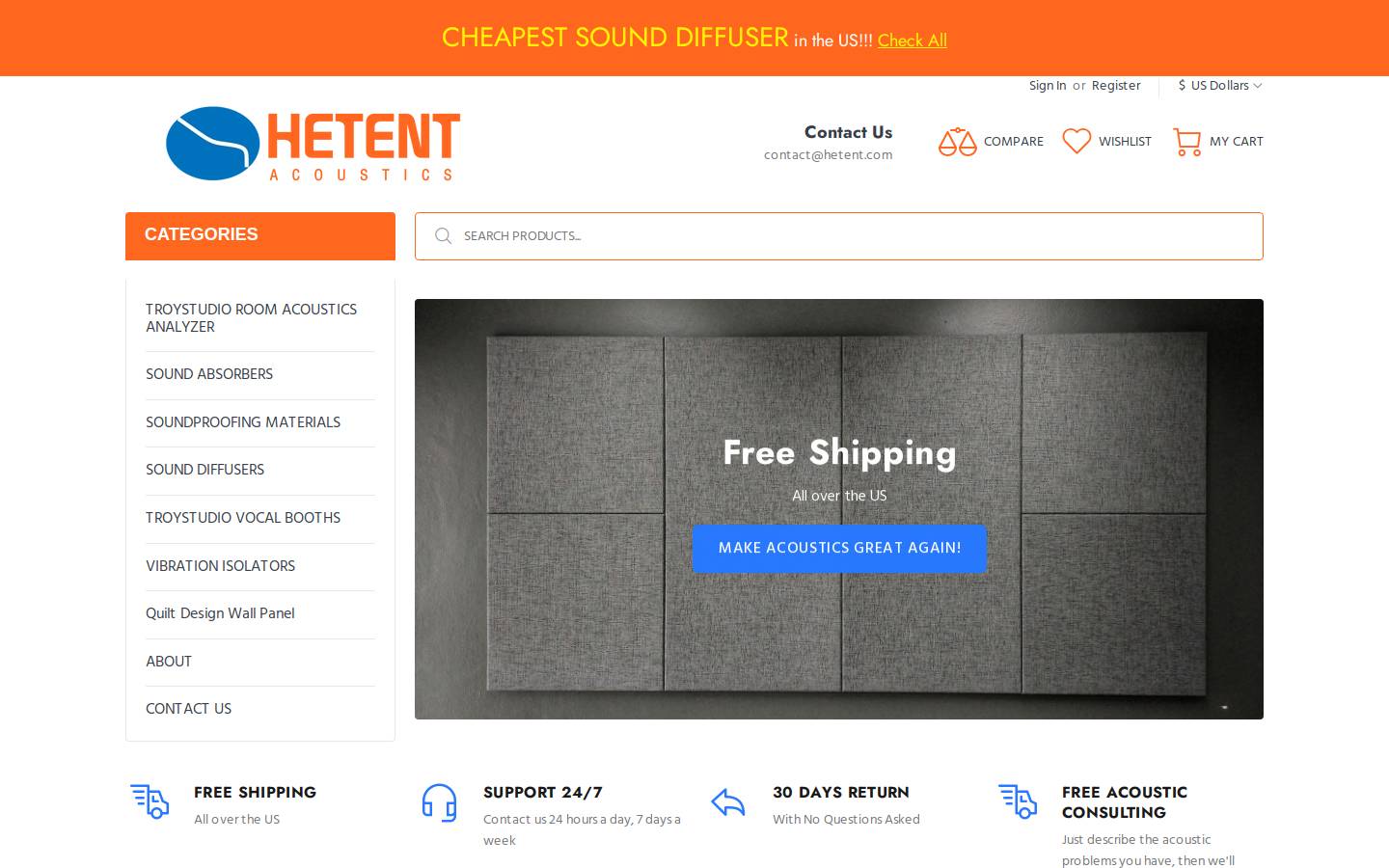 hetent.com homepage screenshot