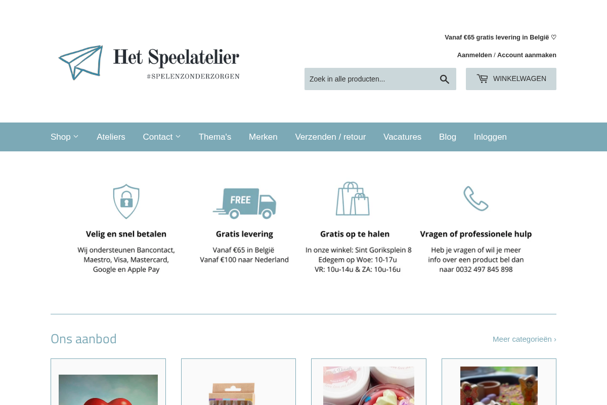 Het Speelatelier homepage screenshot