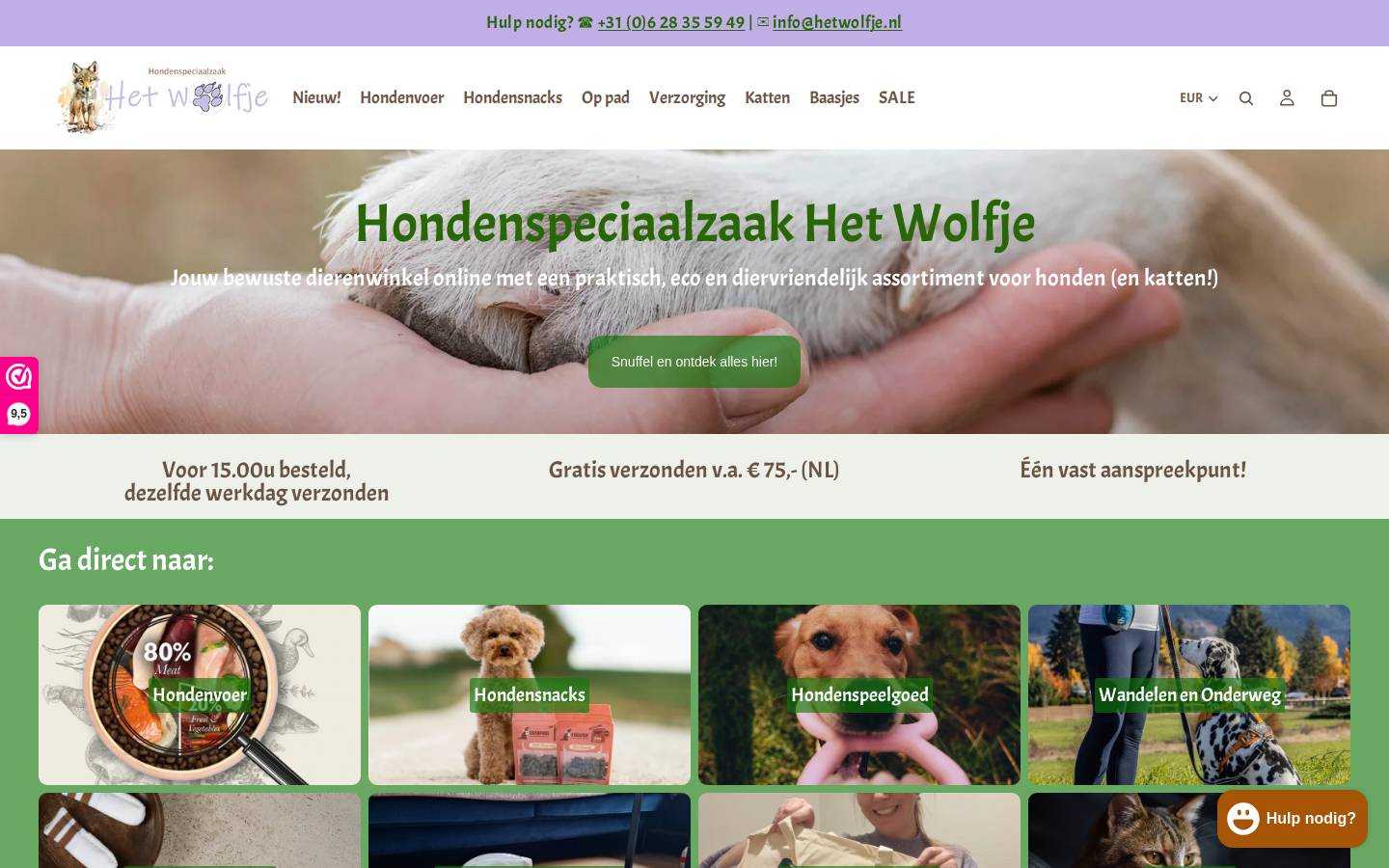 hetwolfje.nl homepage screenshot