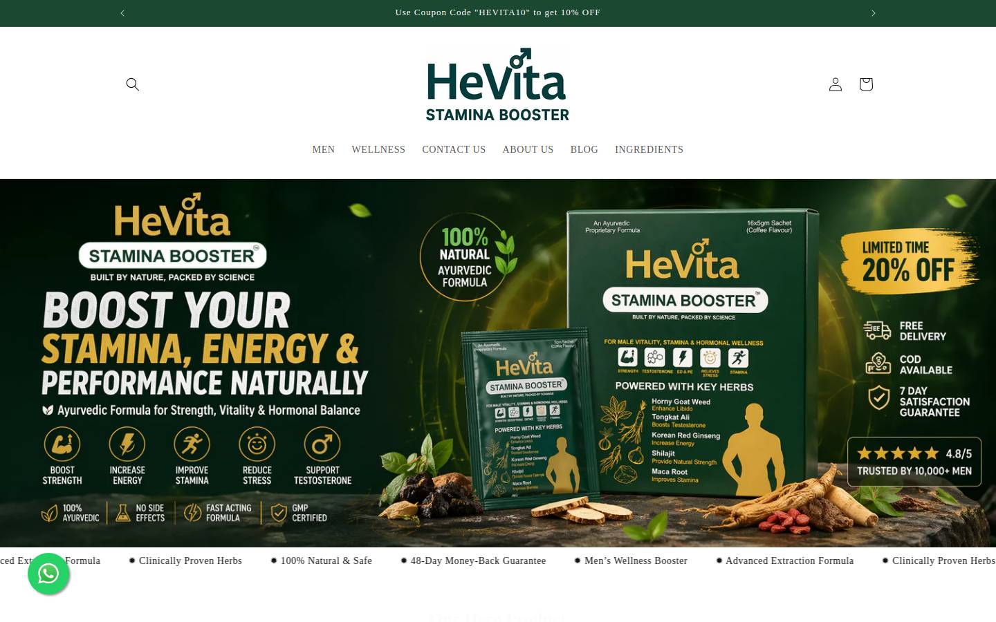 hevita.in homepage screenshot