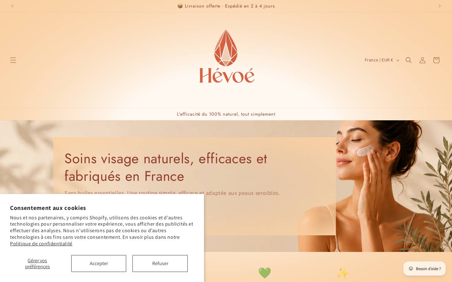 hevoe.fr homepage screenshot