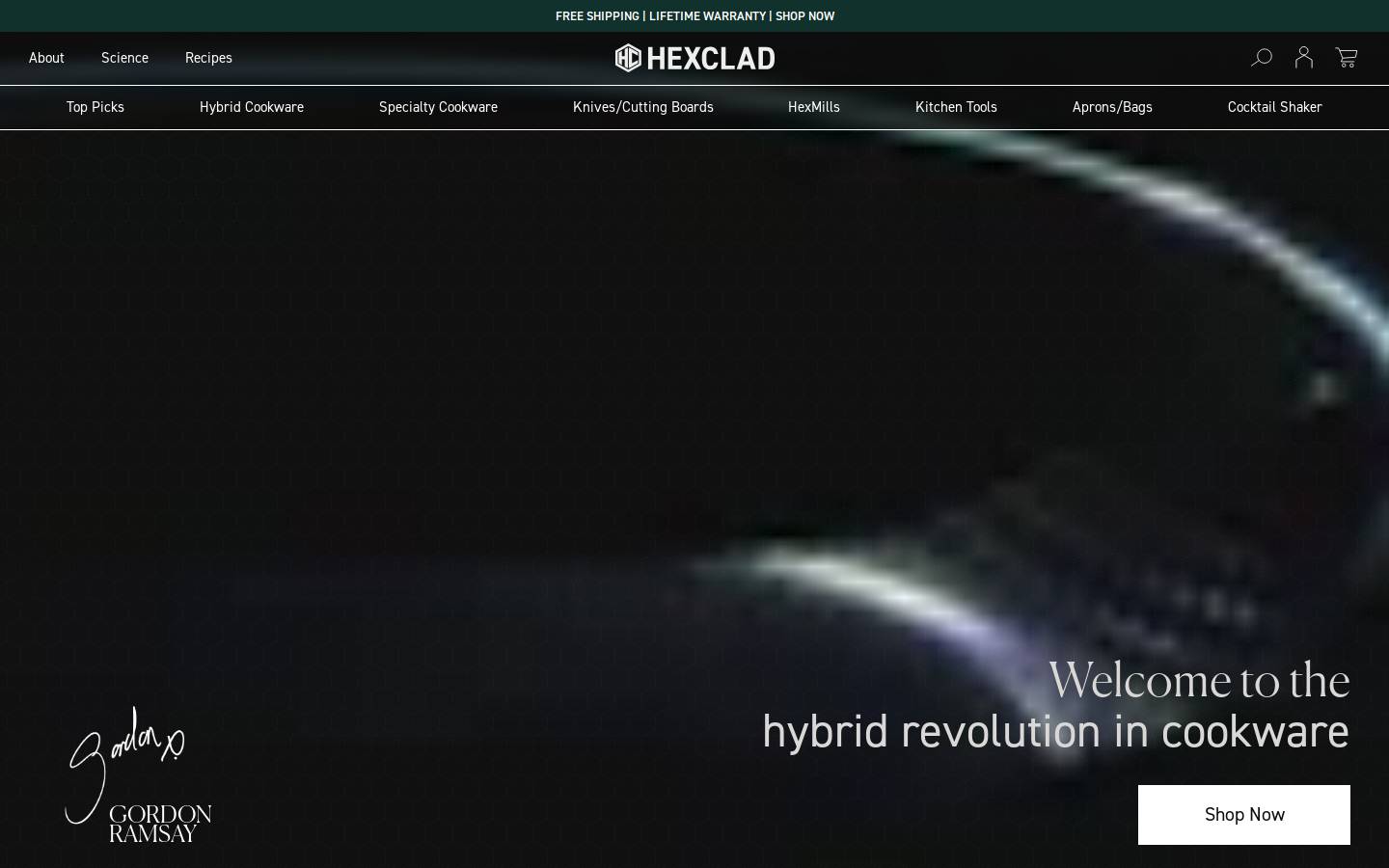 Hexclad homepage screenshot