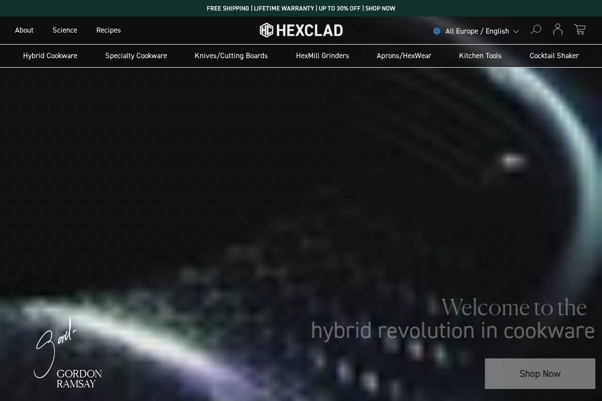 Hexclad homepage screenshot