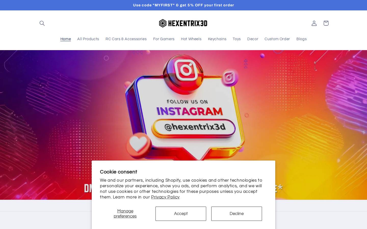 hexentrix3d.com homepage screenshot