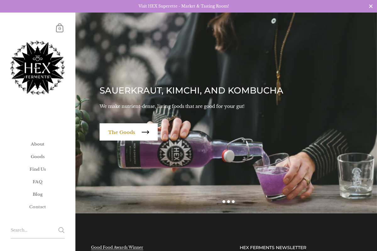 hexferments.com homepage screenshot