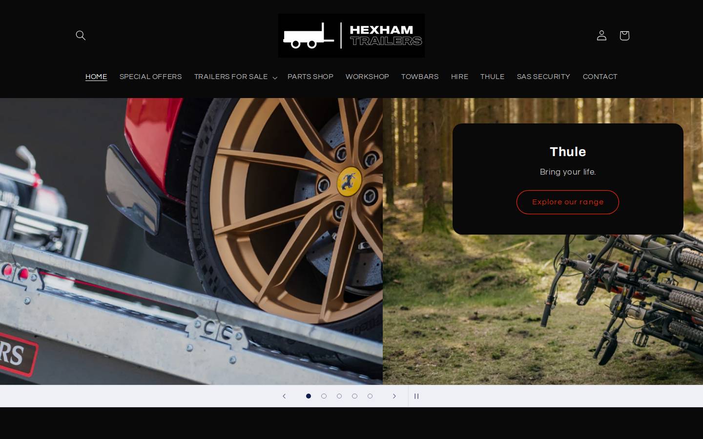 hexhamtrailers.com homepage screenshot