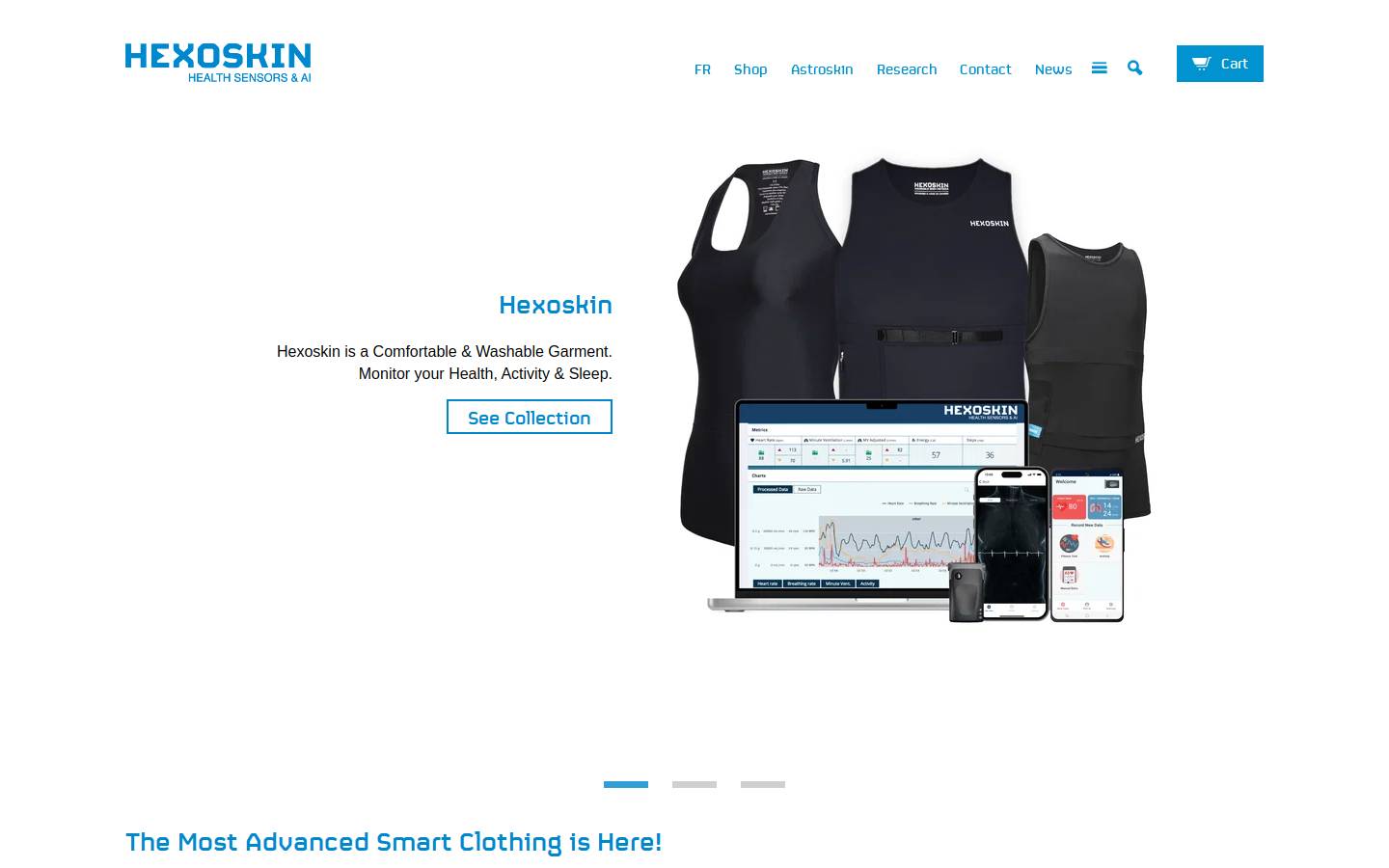 Hexoskin Wearable Body Metrics homepage screenshot