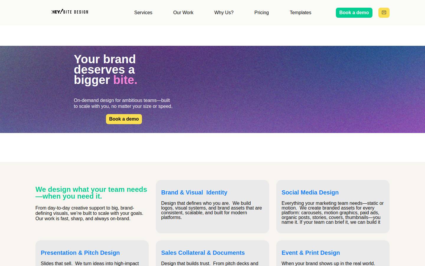 heybitedesign.com homepage screenshot