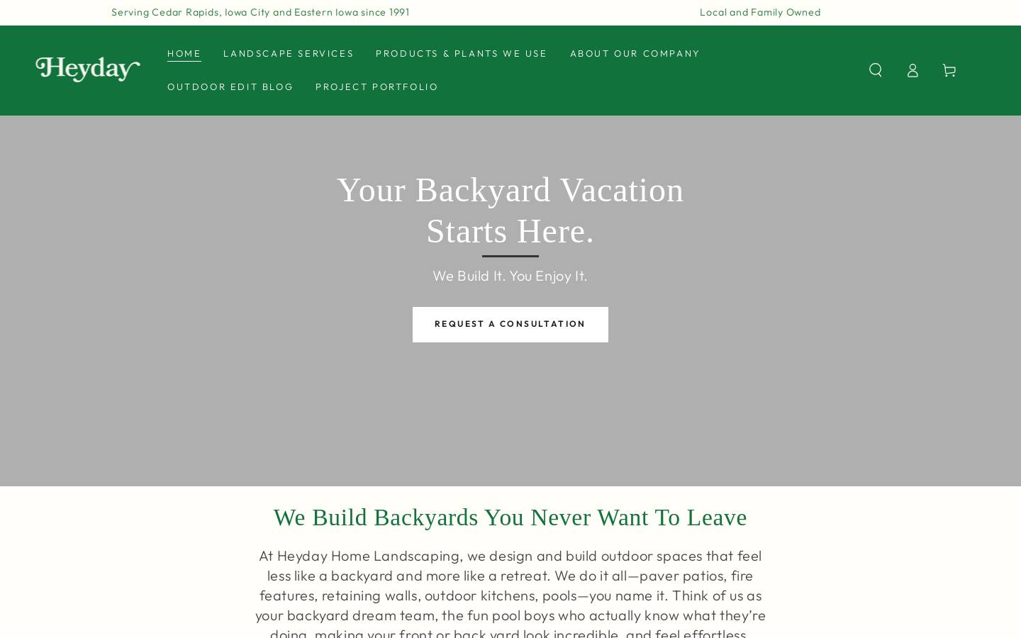 heydaylandscaping.com homepage screenshot