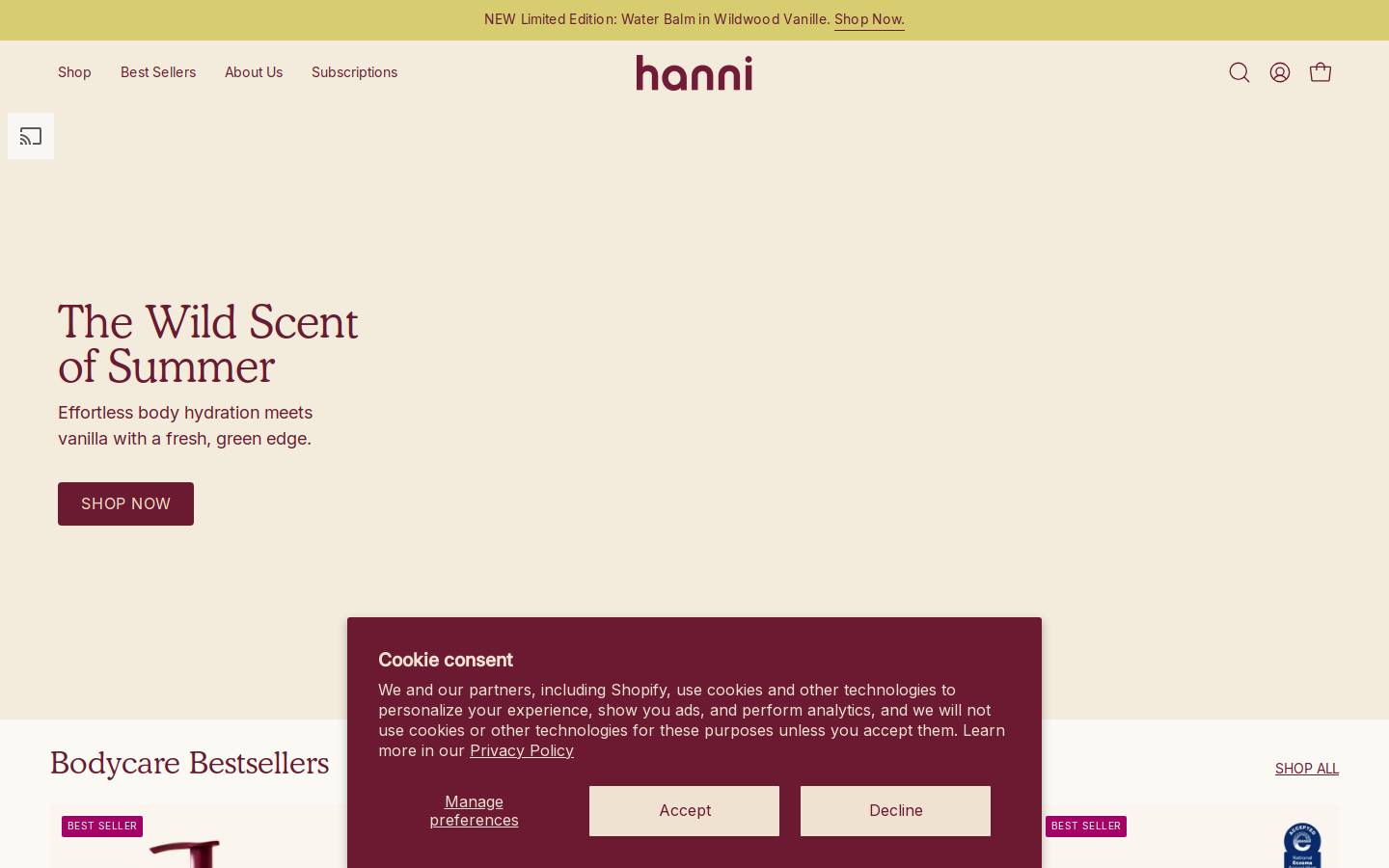 heyhanni.com homepage screenshot