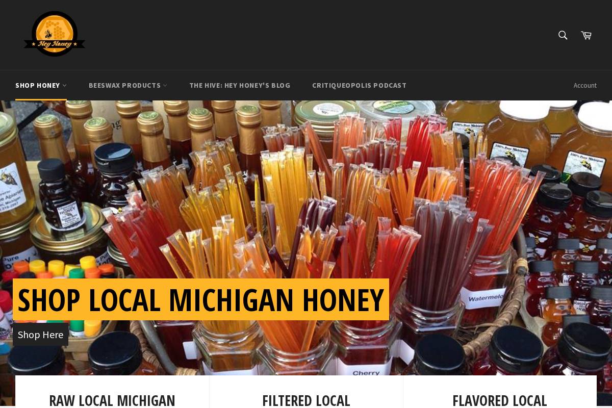 Hey Honey homepage screenshot