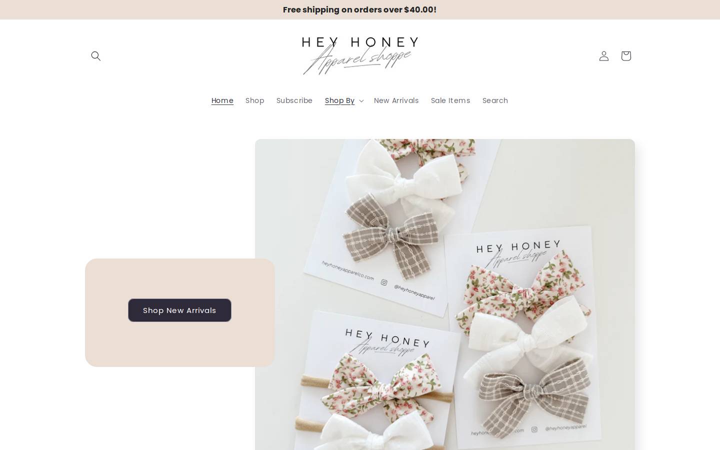 heyhoneyapparelco.com homepage screenshot