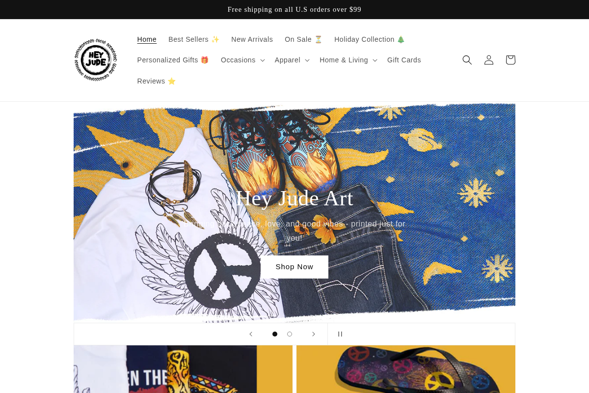 Hey Jude Shoppe homepage screenshot