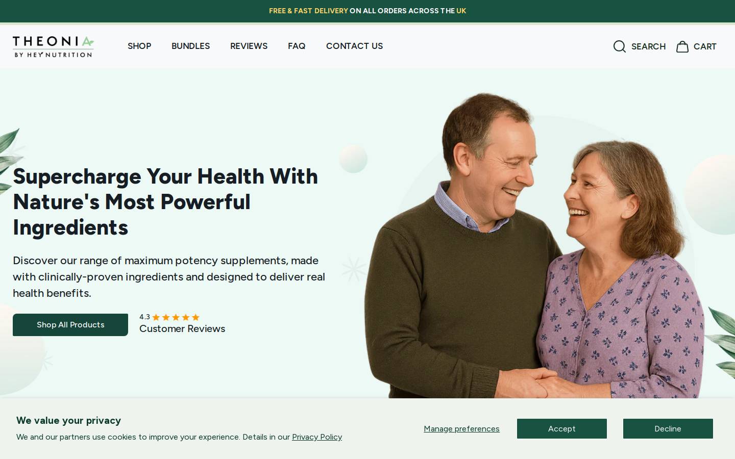 Hey Nutrition homepage screenshot
