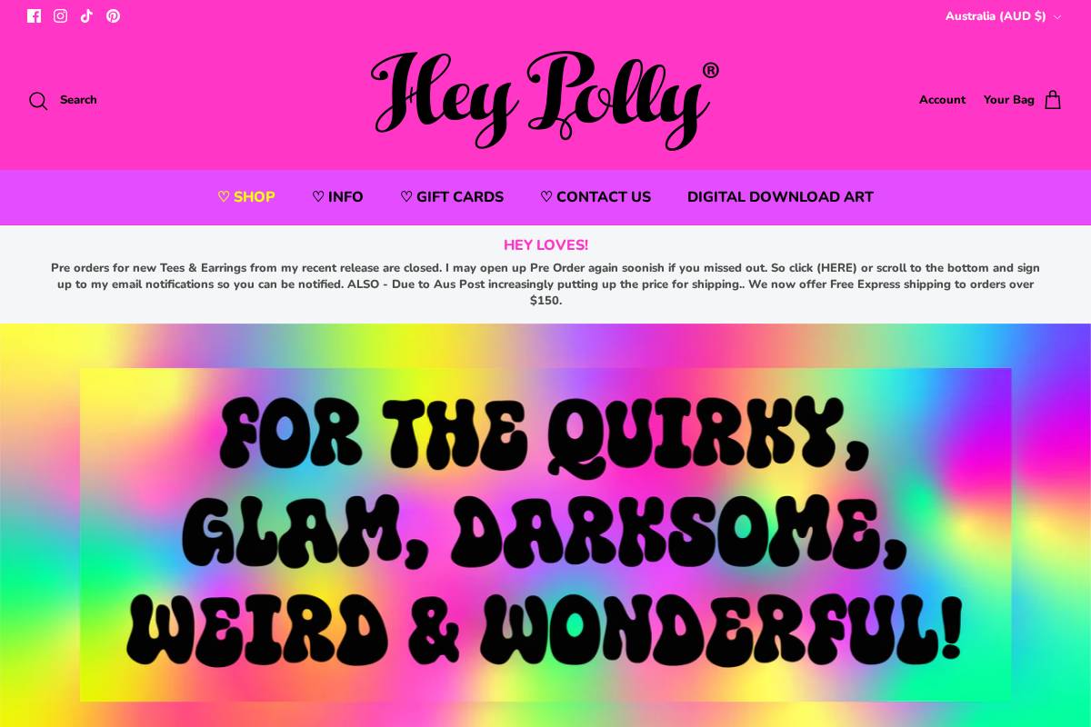 heypolly.com.au homepage screenshot