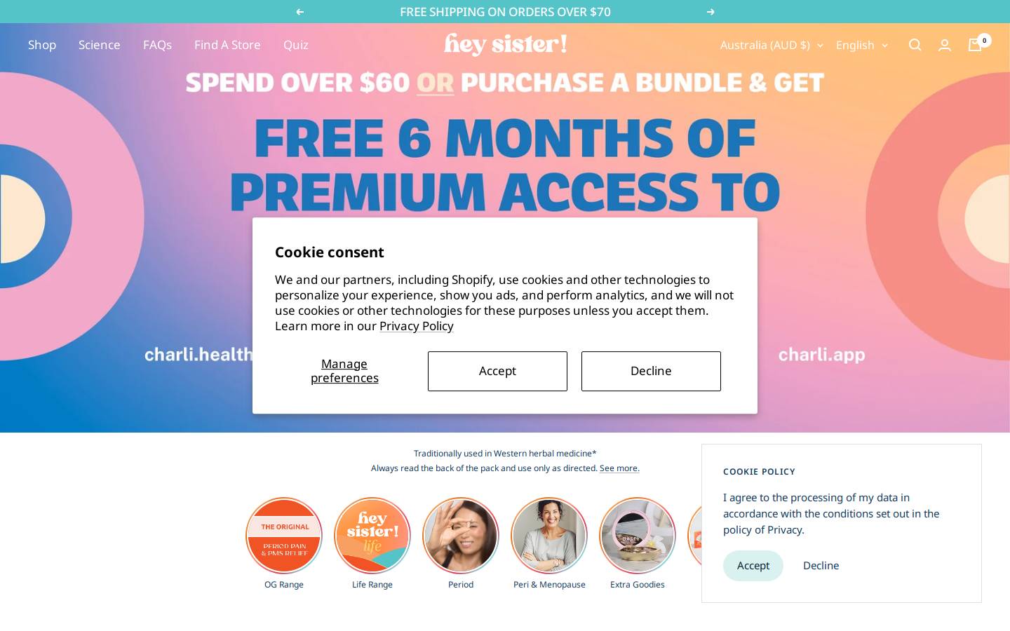 Hey Sister! homepage screenshot