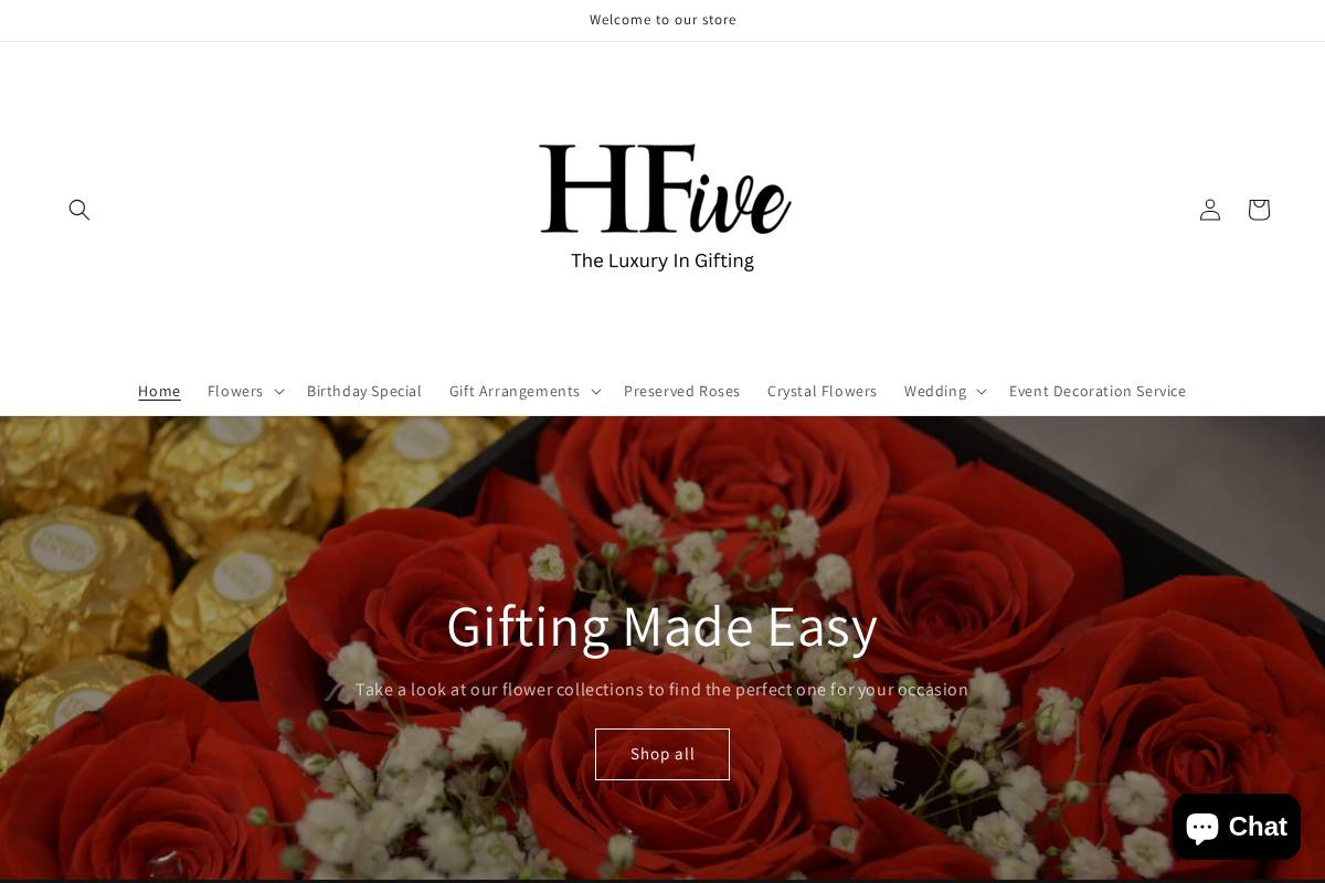 hfivegifts.ca homepage screenshot