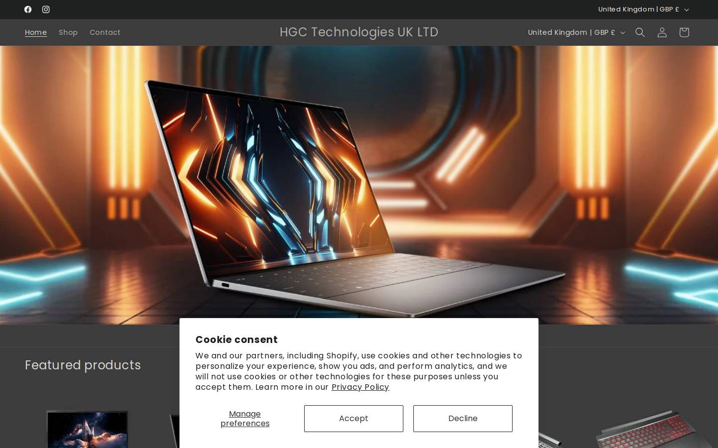 hgctechuk.store homepage screenshot