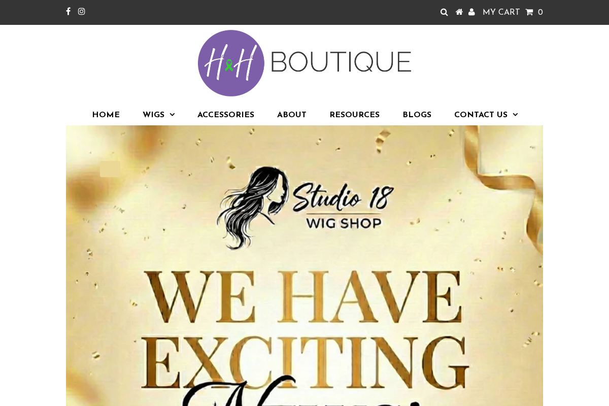 Studio 18 Wig Shop homepage screenshot