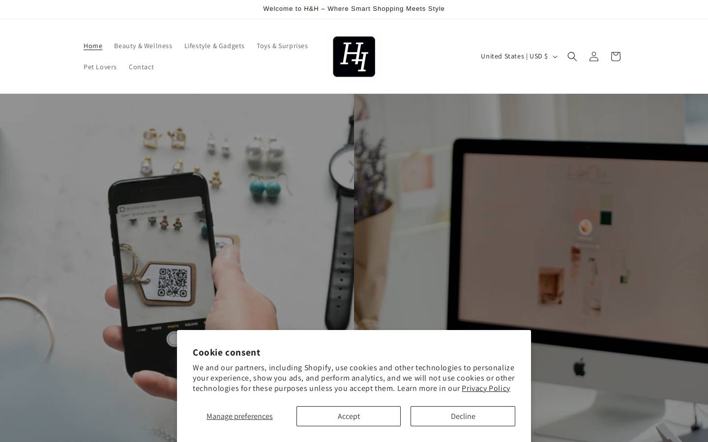 hhstoreshop.com homepage screenshot