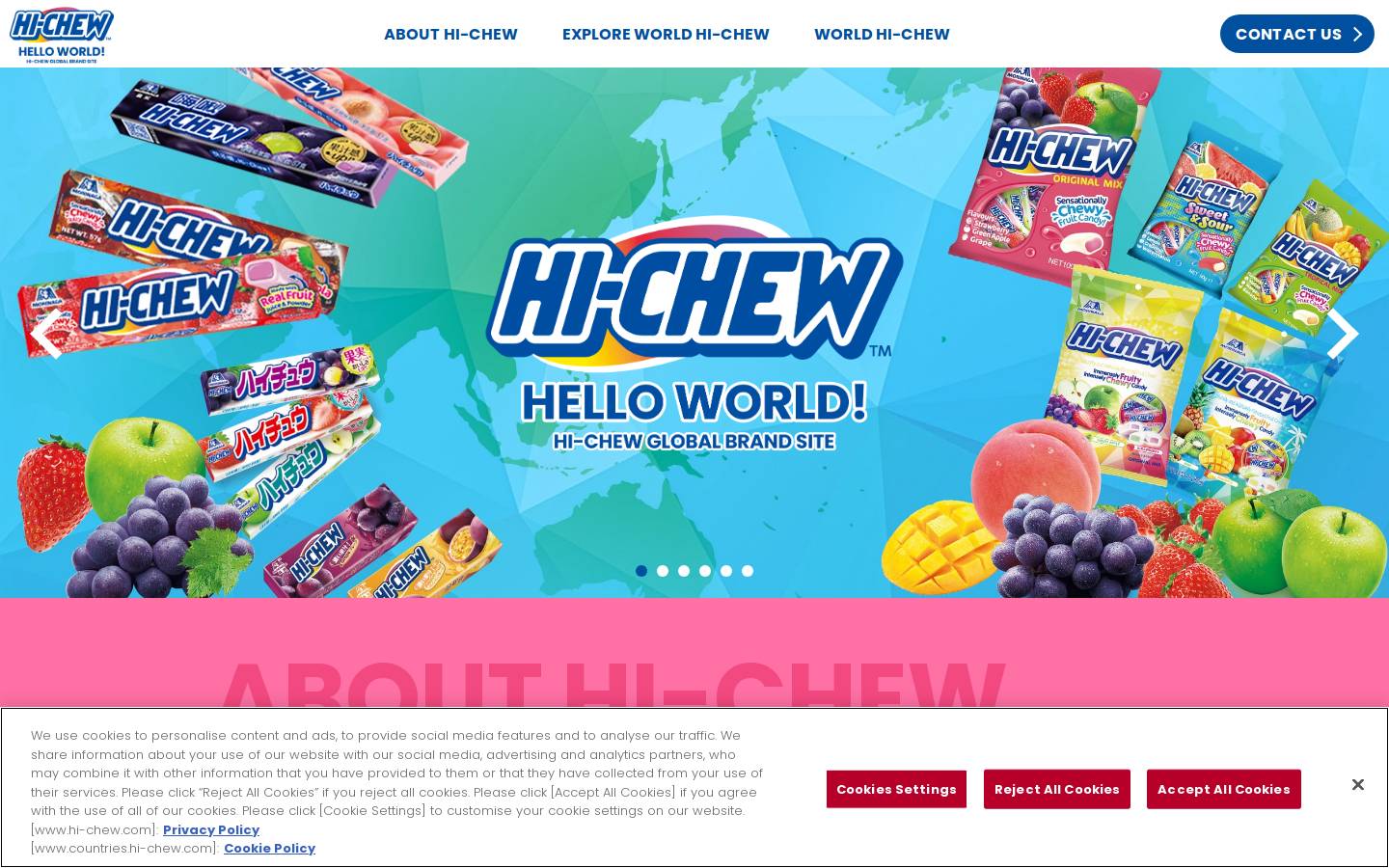 hi-chew.com homepage screenshot
