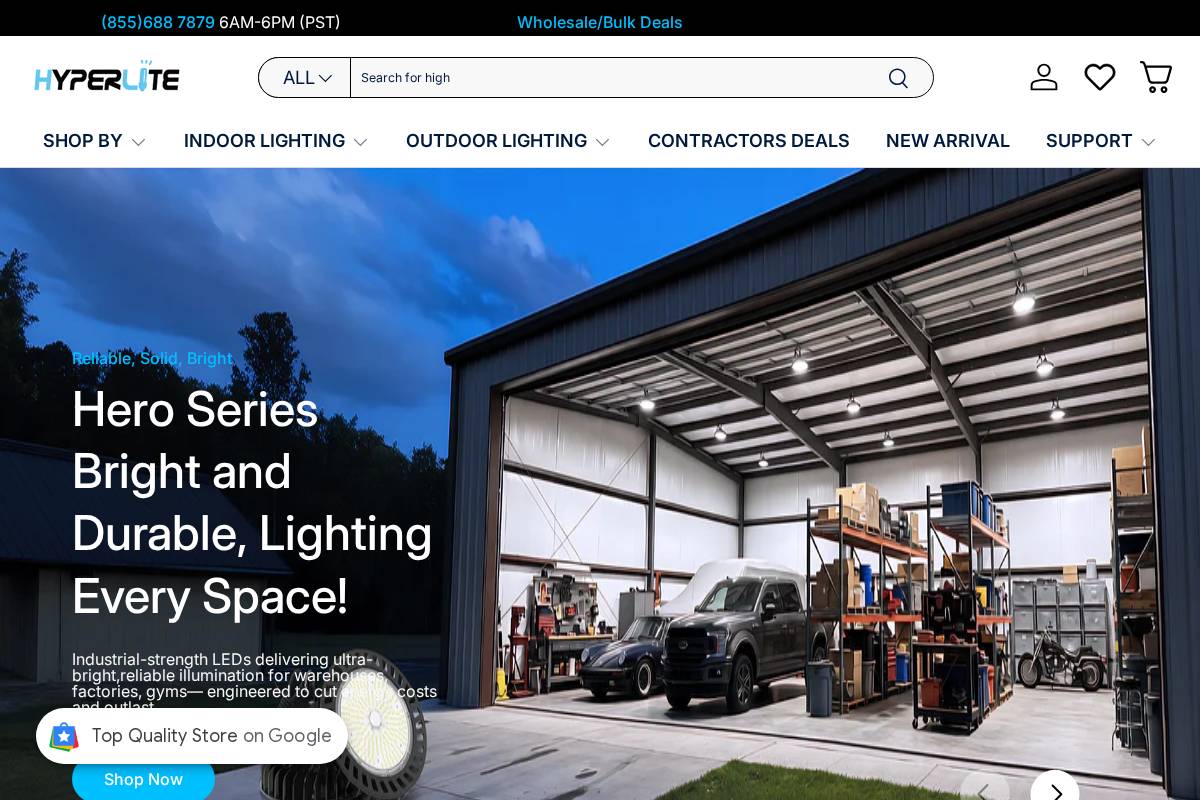 Hyperlite LED homepage screenshot