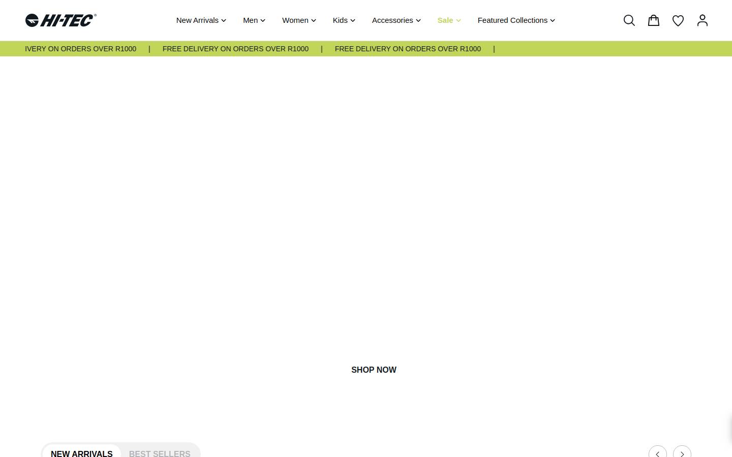 hi-tec.co.za homepage screenshot