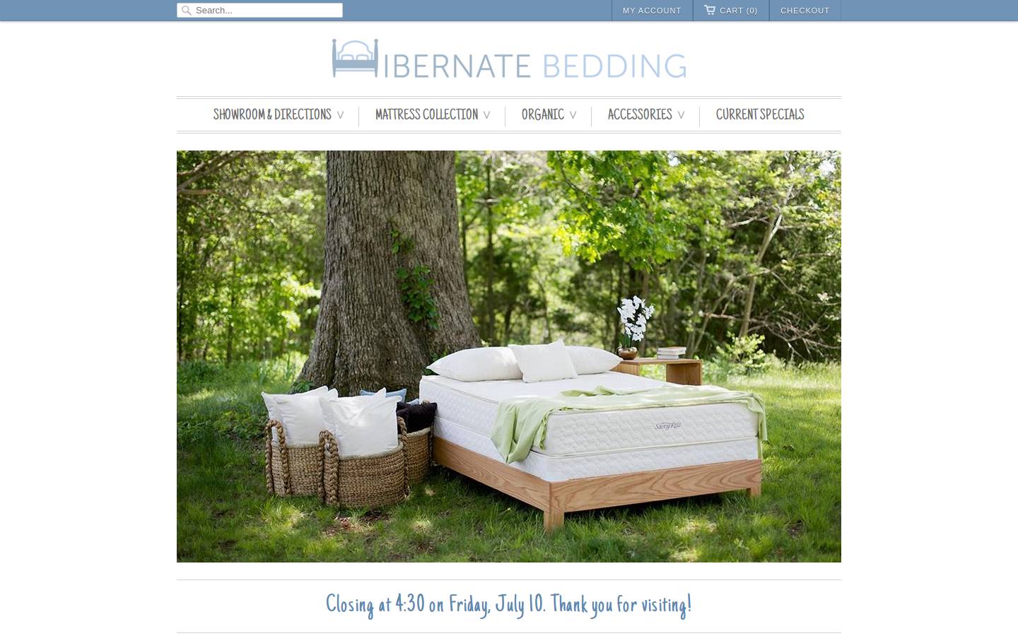 hibernatebedding.com homepage screenshot