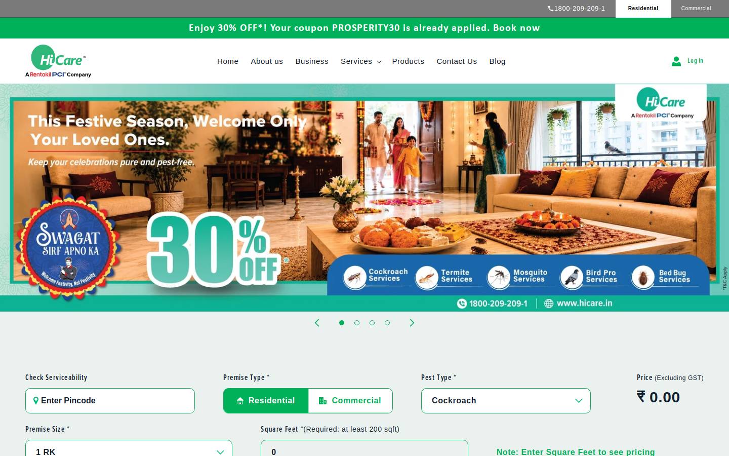 hicare.in homepage screenshot