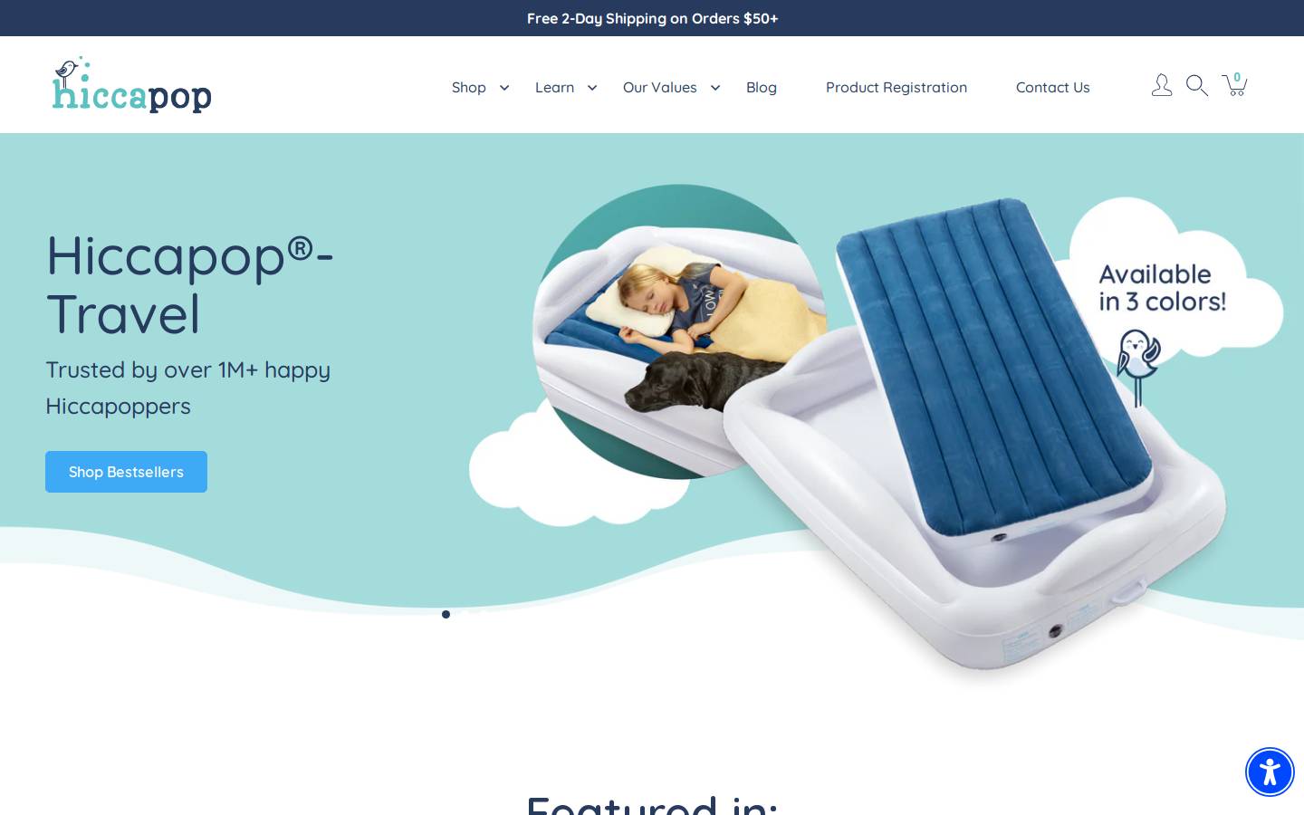 Hiccapop homepage screenshot