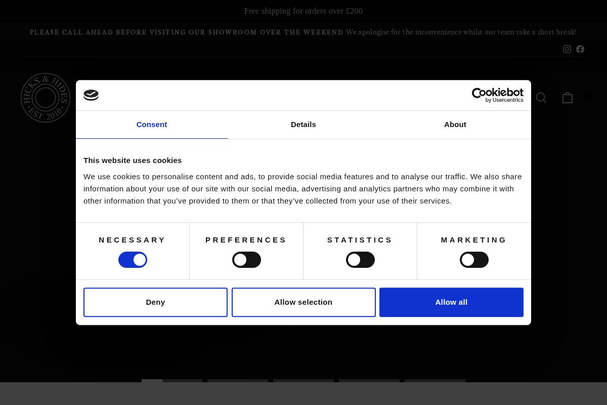 hicksandhides.co.uk homepage screenshot