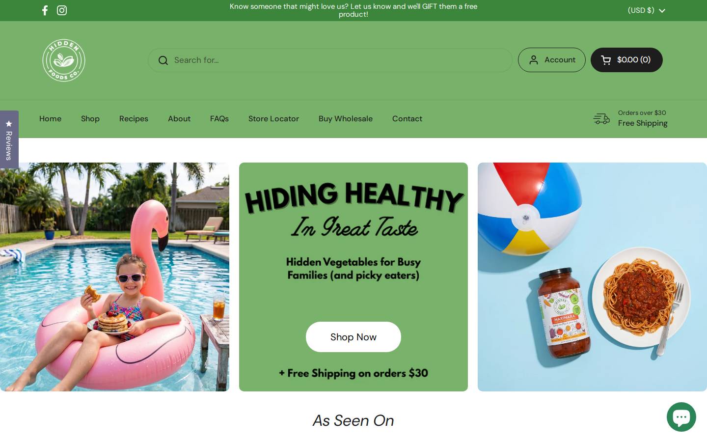 hiddenfoodsco.com homepage screenshot