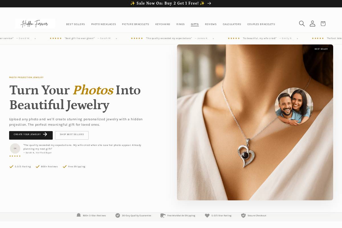 hiddenforever.com homepage screenshot