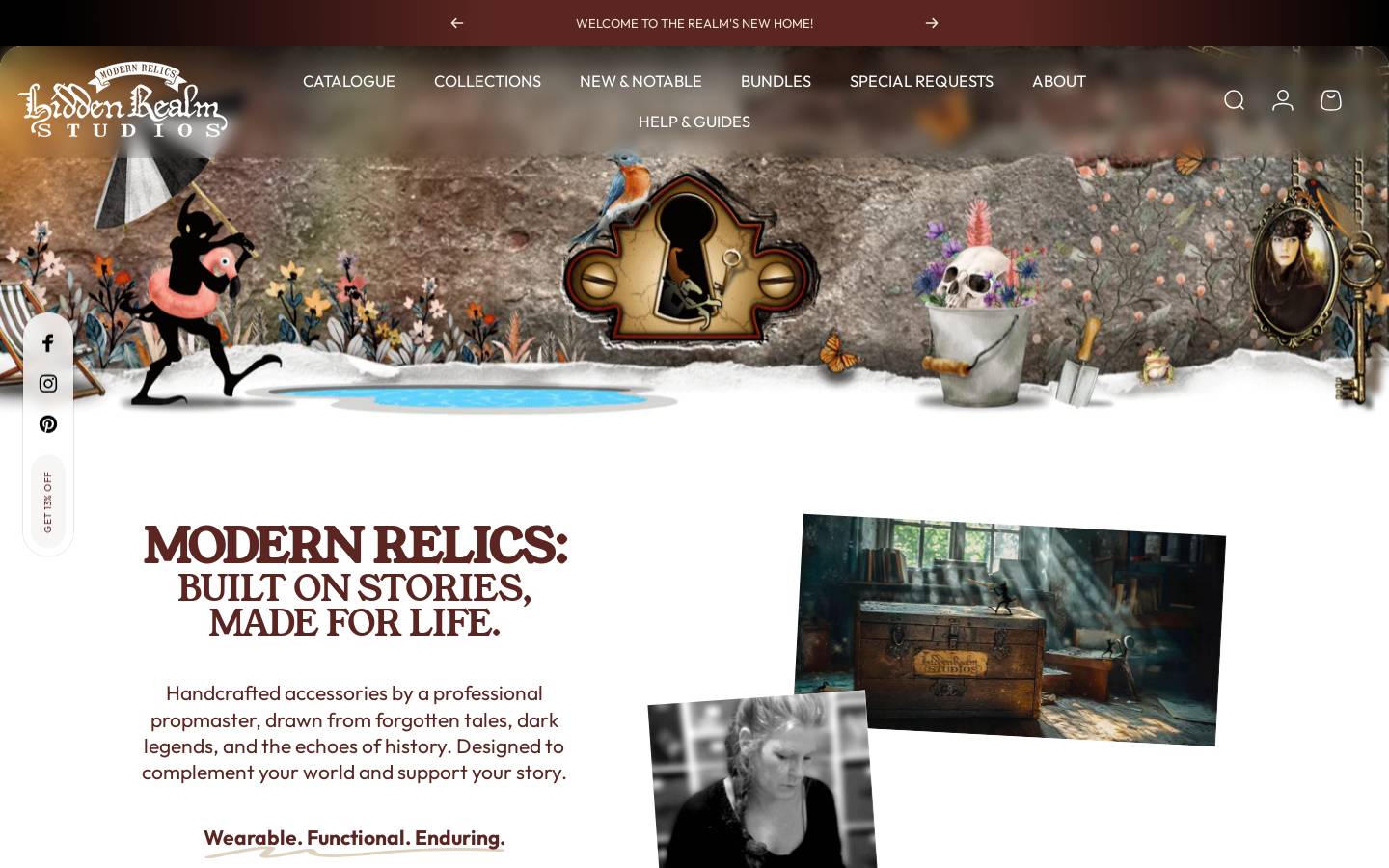 hiddenrealmstudios.com homepage screenshot