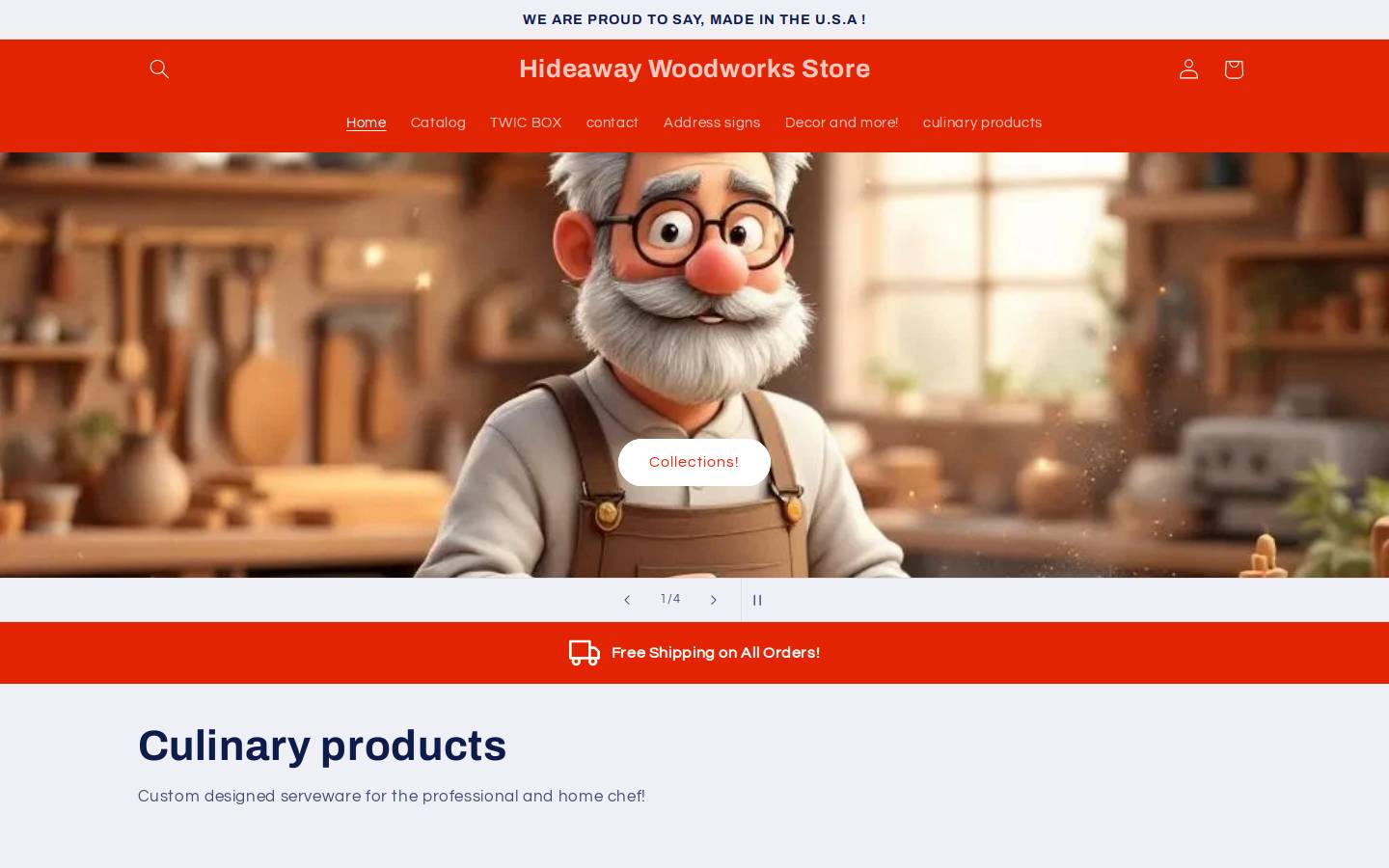 hideawaywoodworks.com homepage screenshot