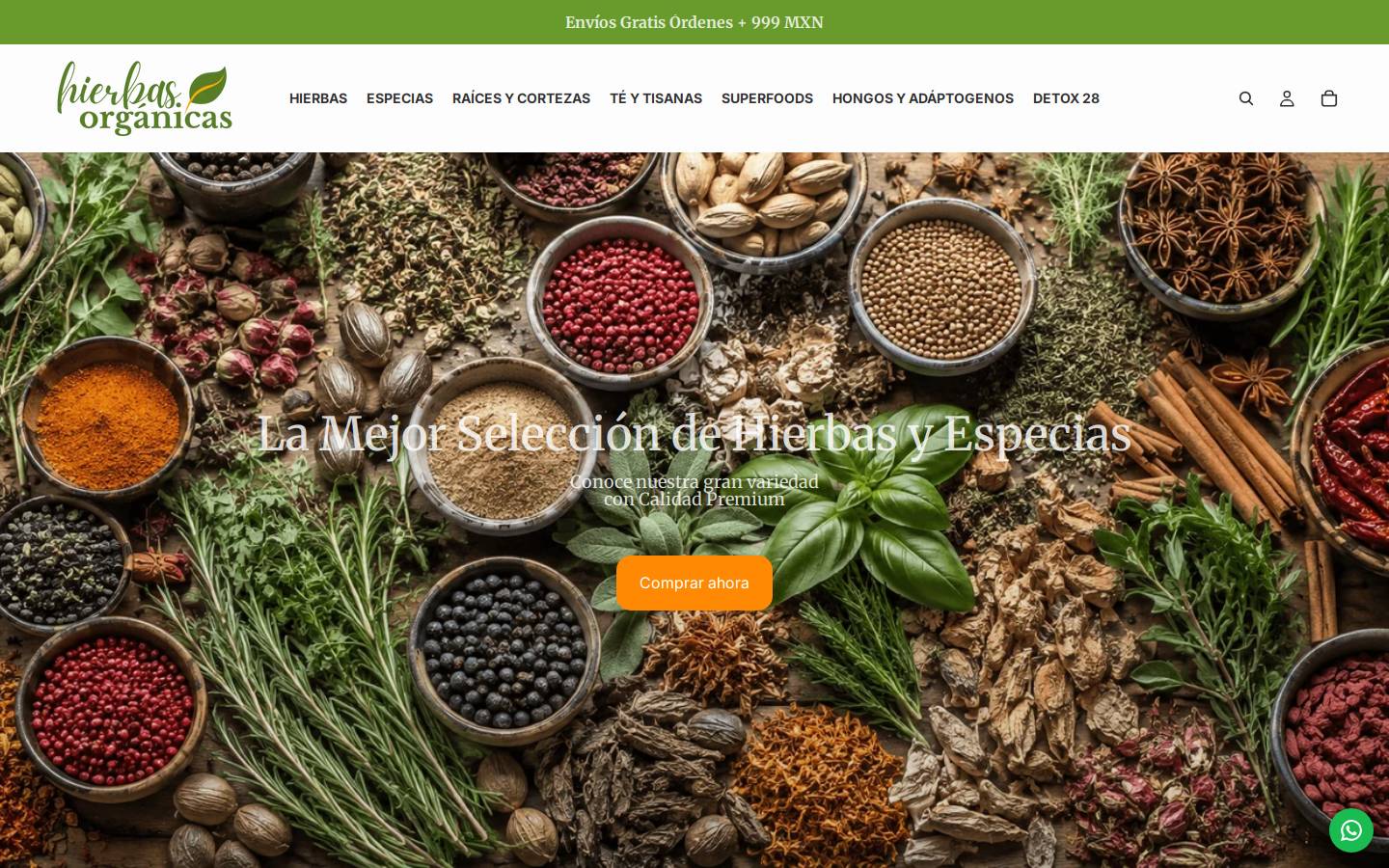 hierbasorganicas.com.mx homepage screenshot