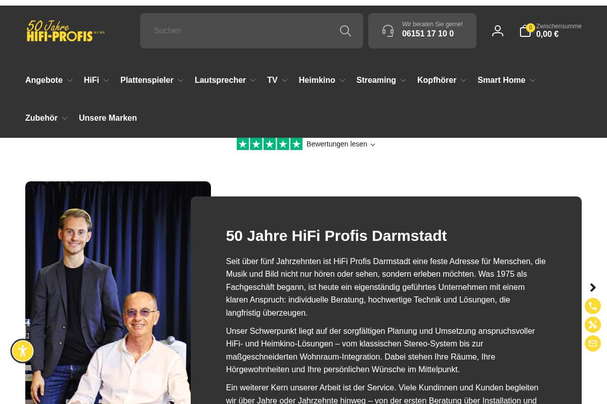 HIFI-Profis Darmstadt homepage screenshot