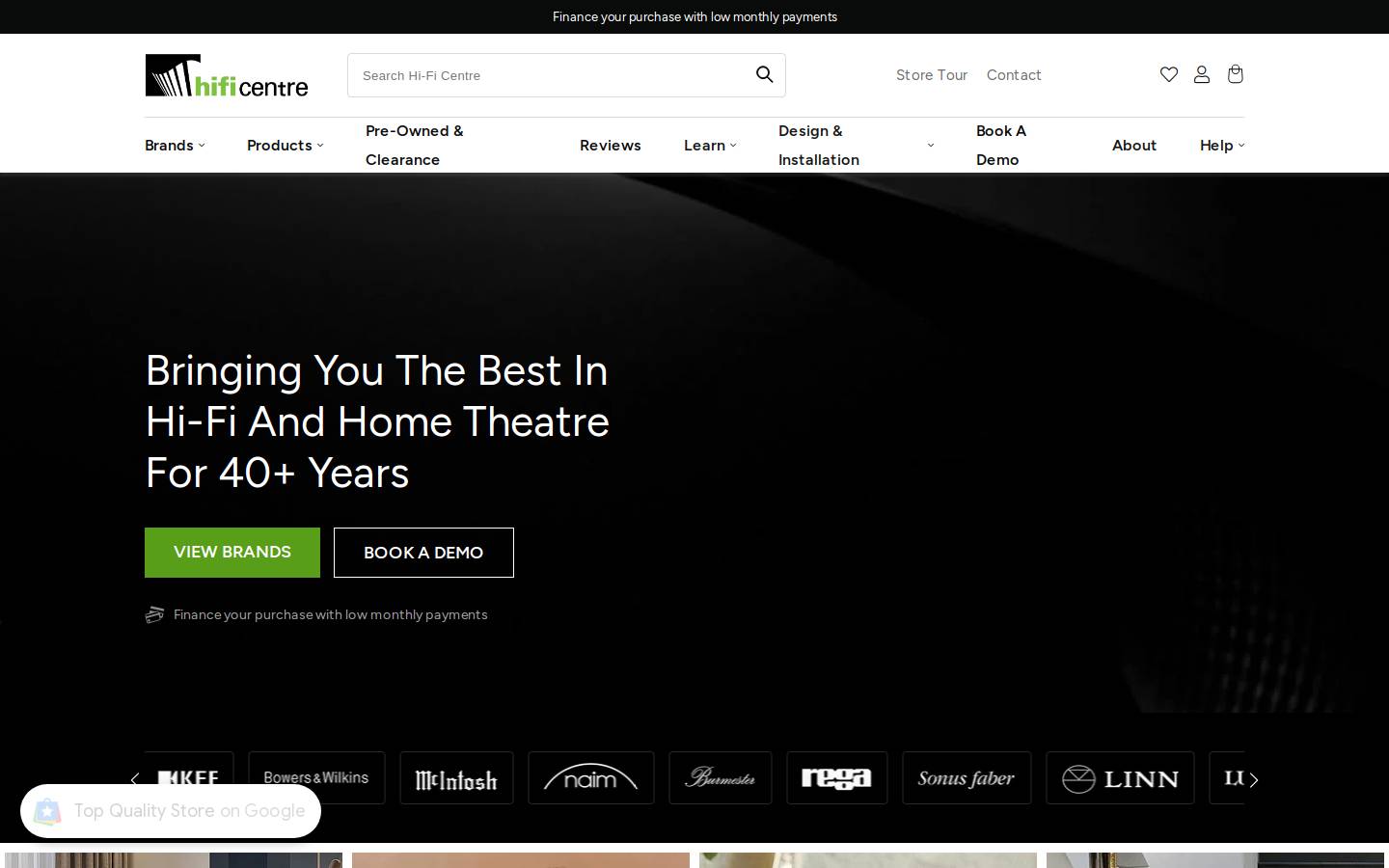 Hi-Fi Centre homepage screenshot
