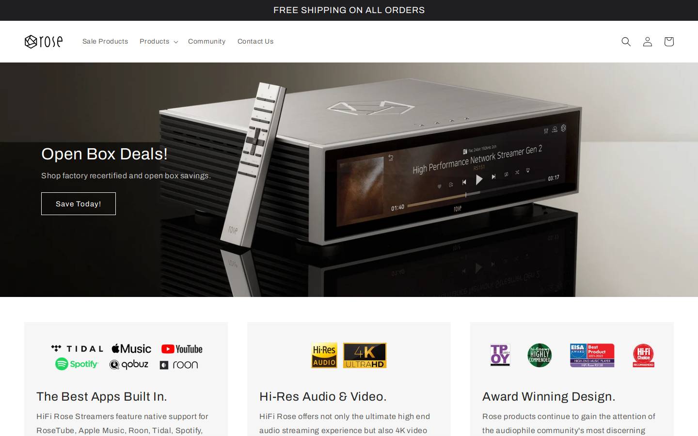 hifiroseusa.com homepage screenshot