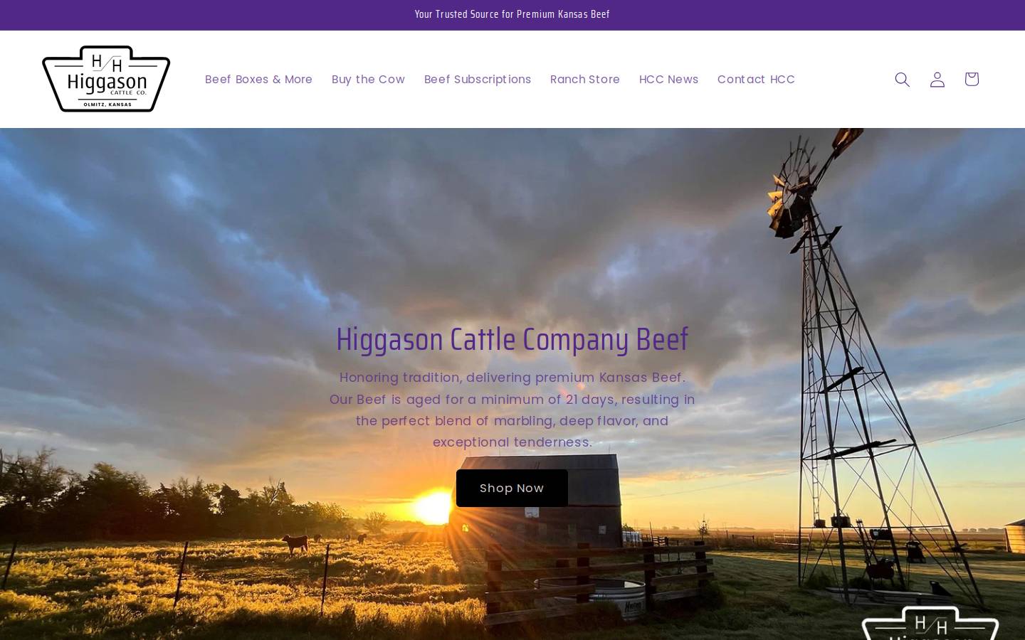 higgasoncattleco.com homepage screenshot