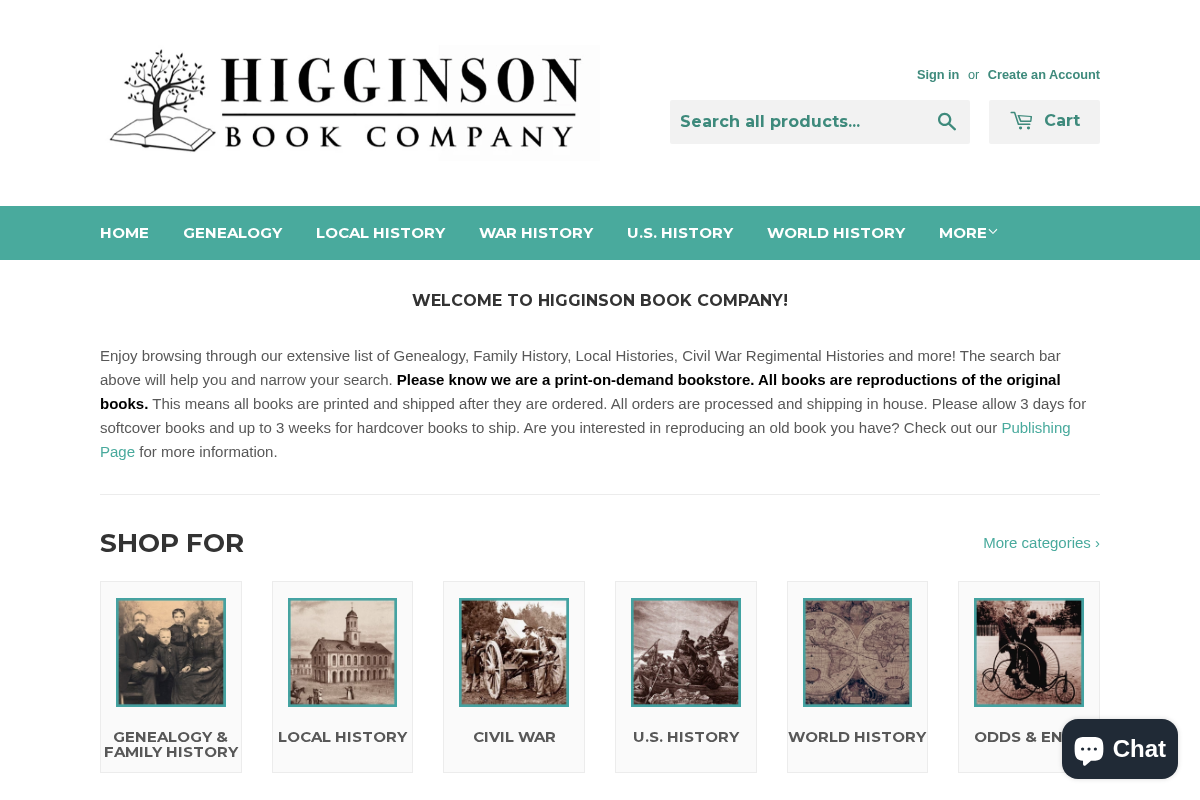 Higginson Book Company, LLC homepage screenshot