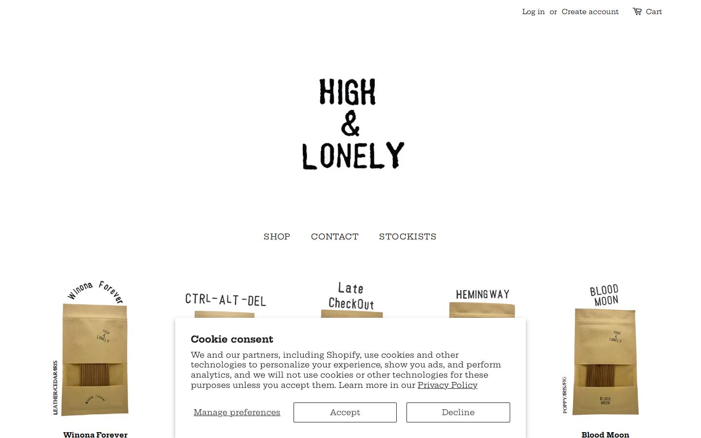highandlonely.com homepage screenshot