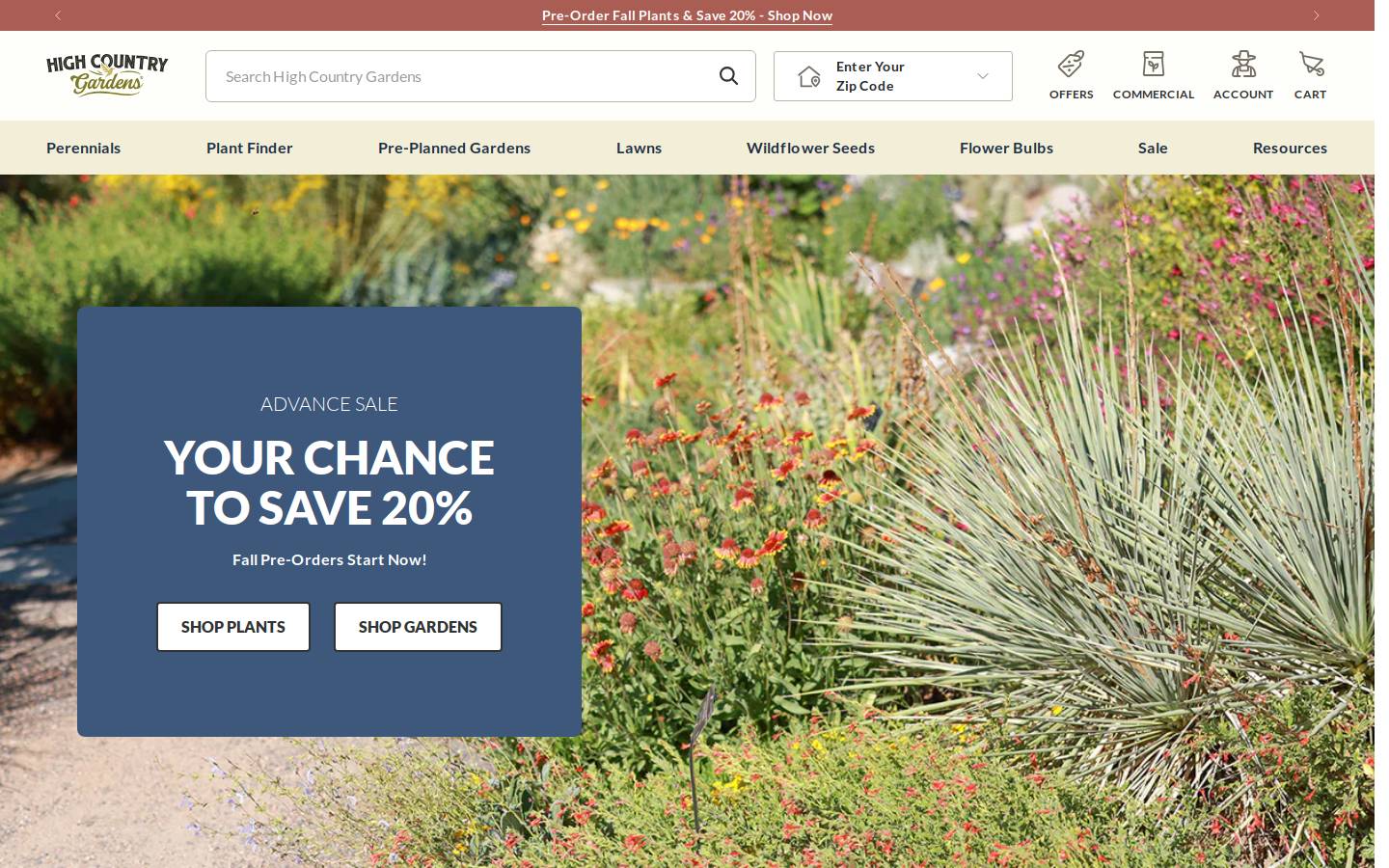High Country Gardens homepage screenshot