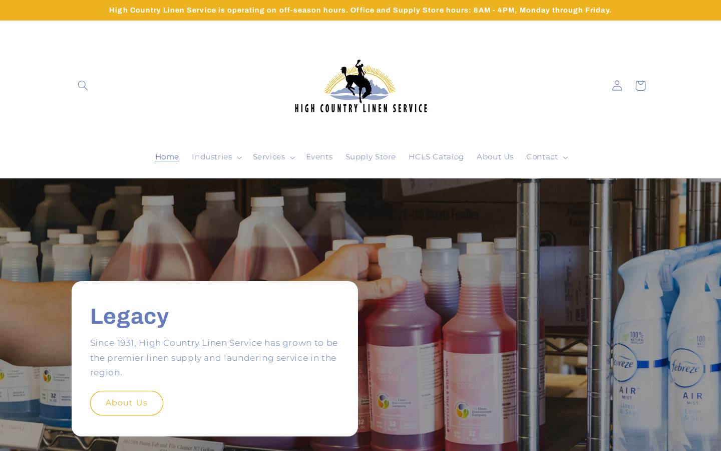 highcountrylinen.com homepage screenshot