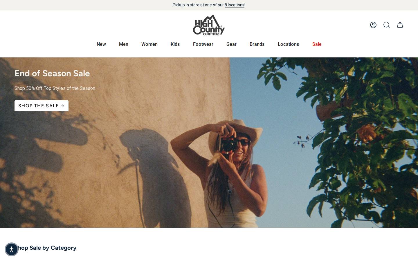 High Country Outfitters homepage screenshot