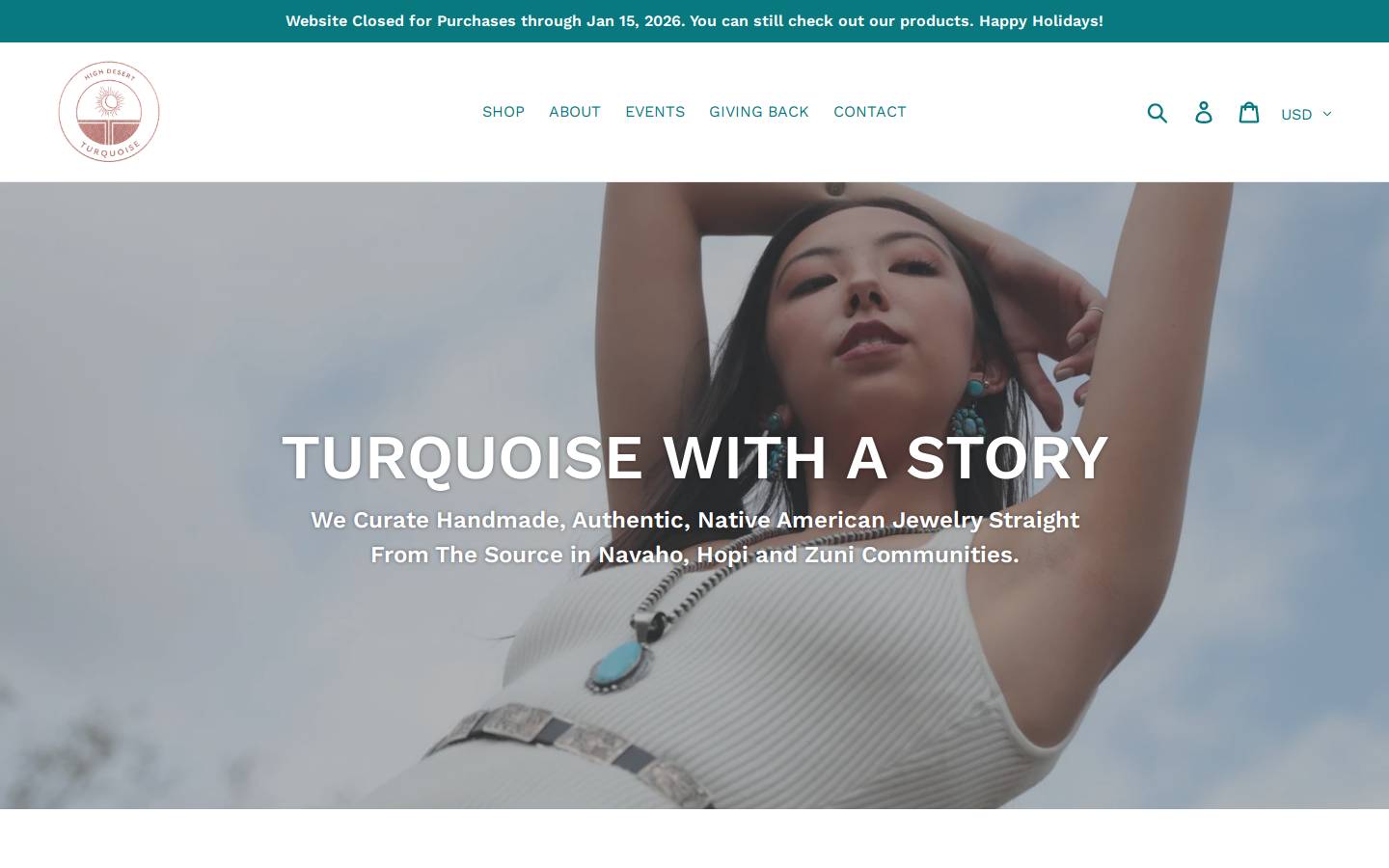 highdesertturquoise.com homepage screenshot