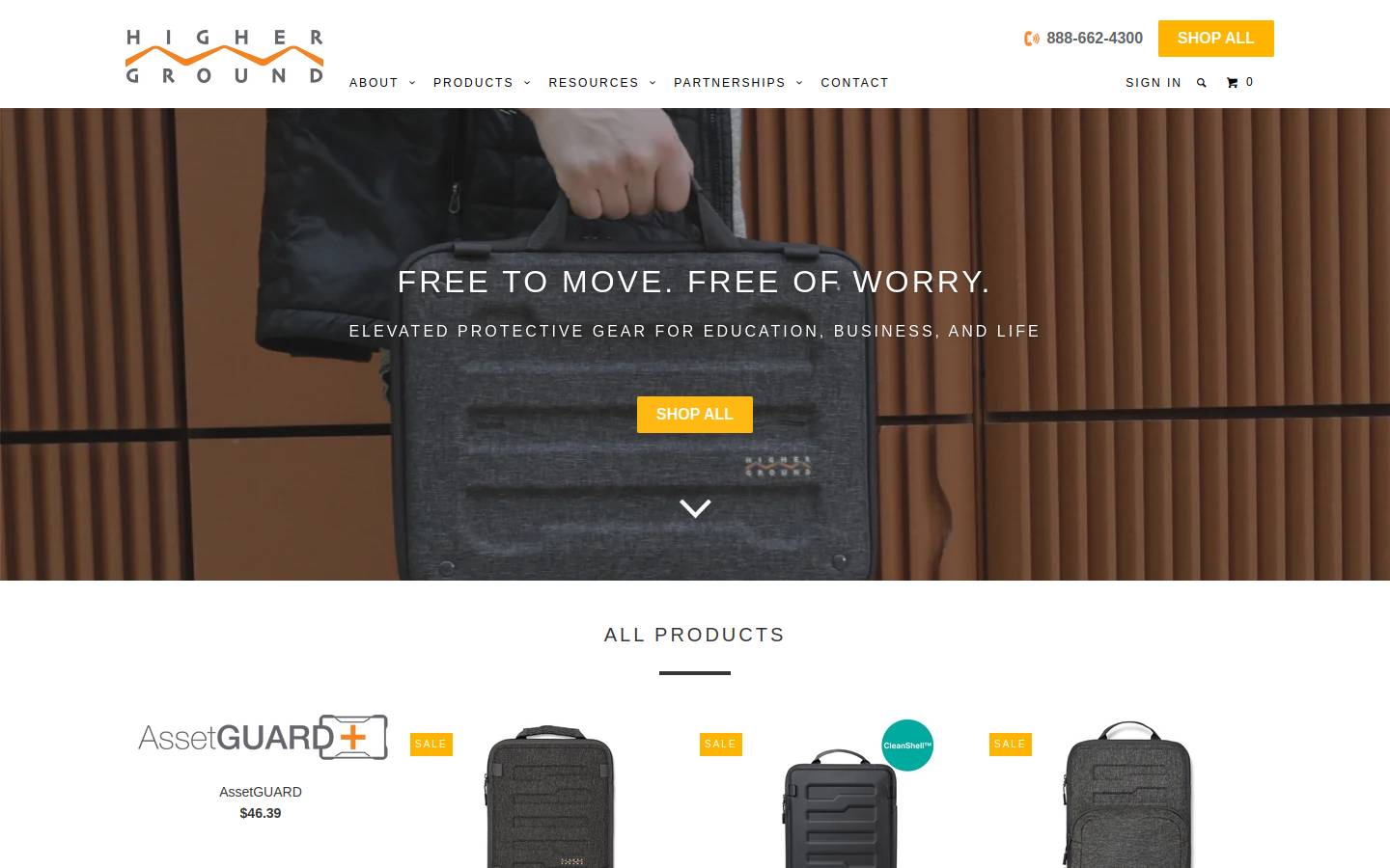 highergroundgear.com homepage screenshot
