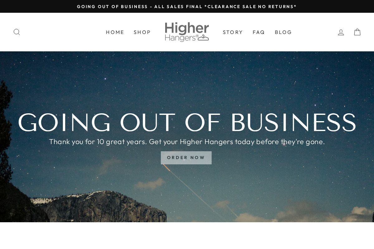 higherhangers.com homepage screenshot