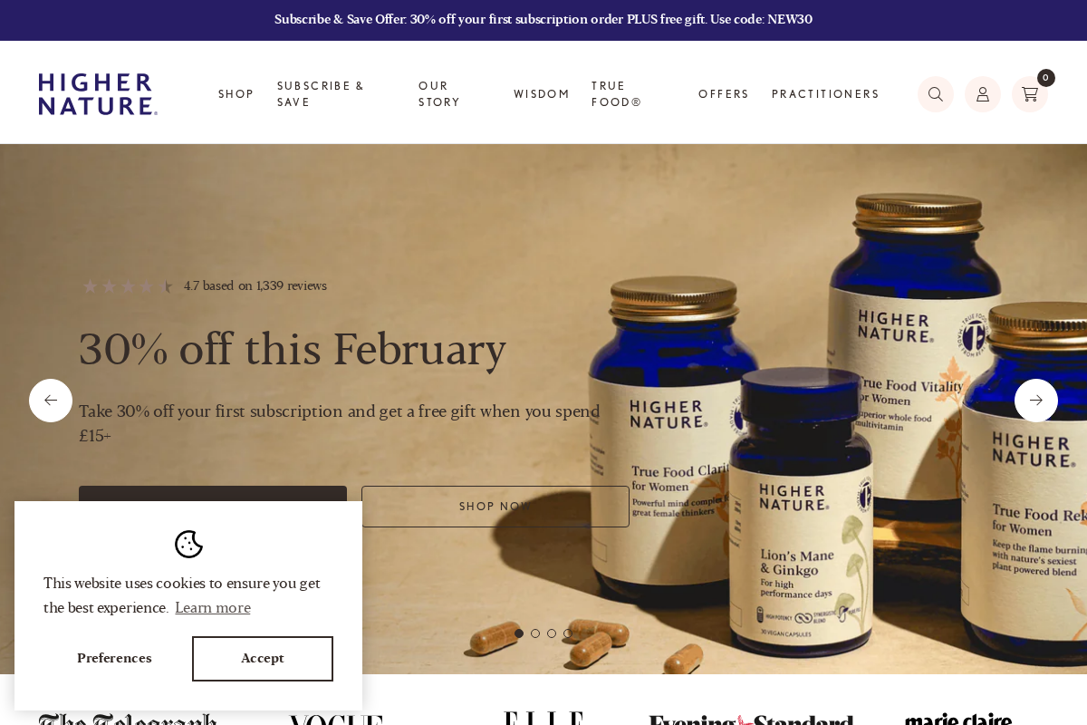 Higher Nature homepage screenshot